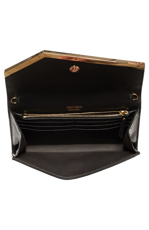 Shop Jimmy Choo Emmie Leather Clutch In Black/light Gold