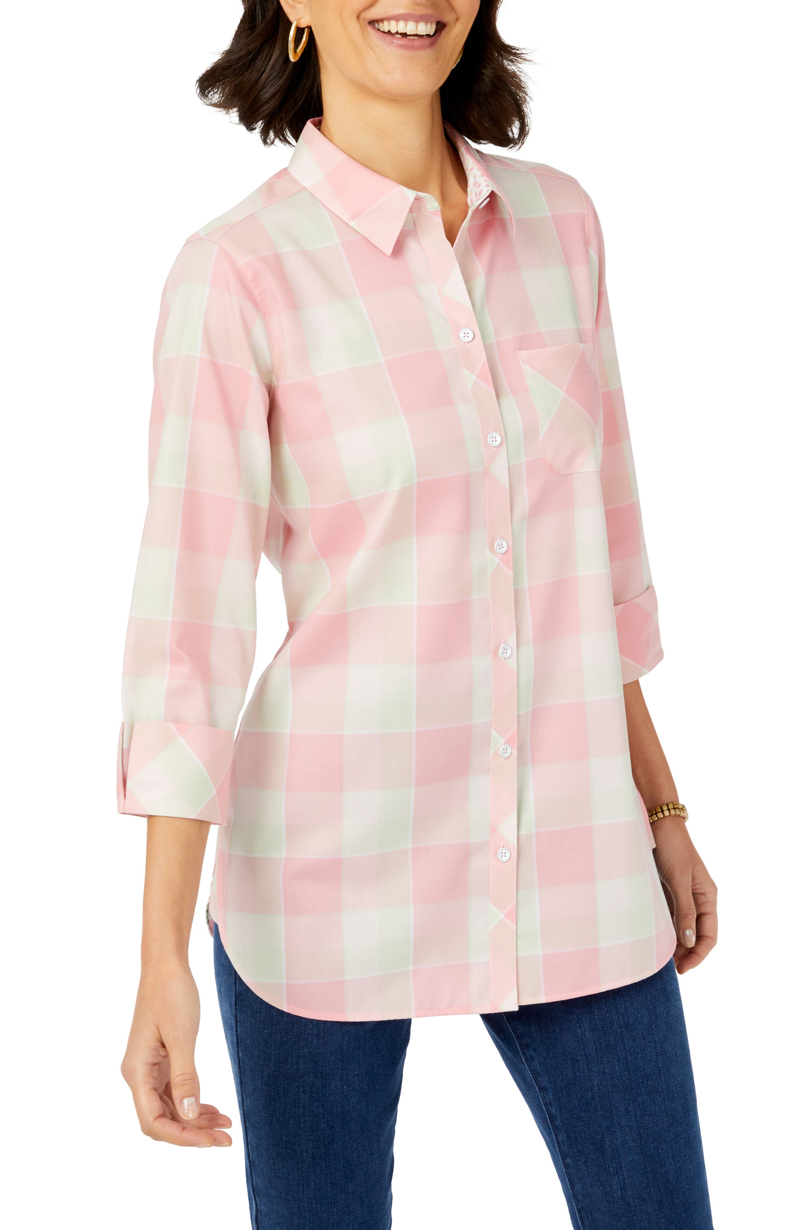 Foxcroft Haven Plaid Button-Up Shirt 