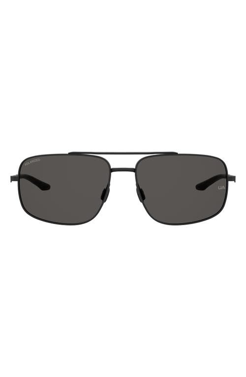 Under Armour 59mm Polarized Aviator Sunglasses in Matte Black at Nordstrom