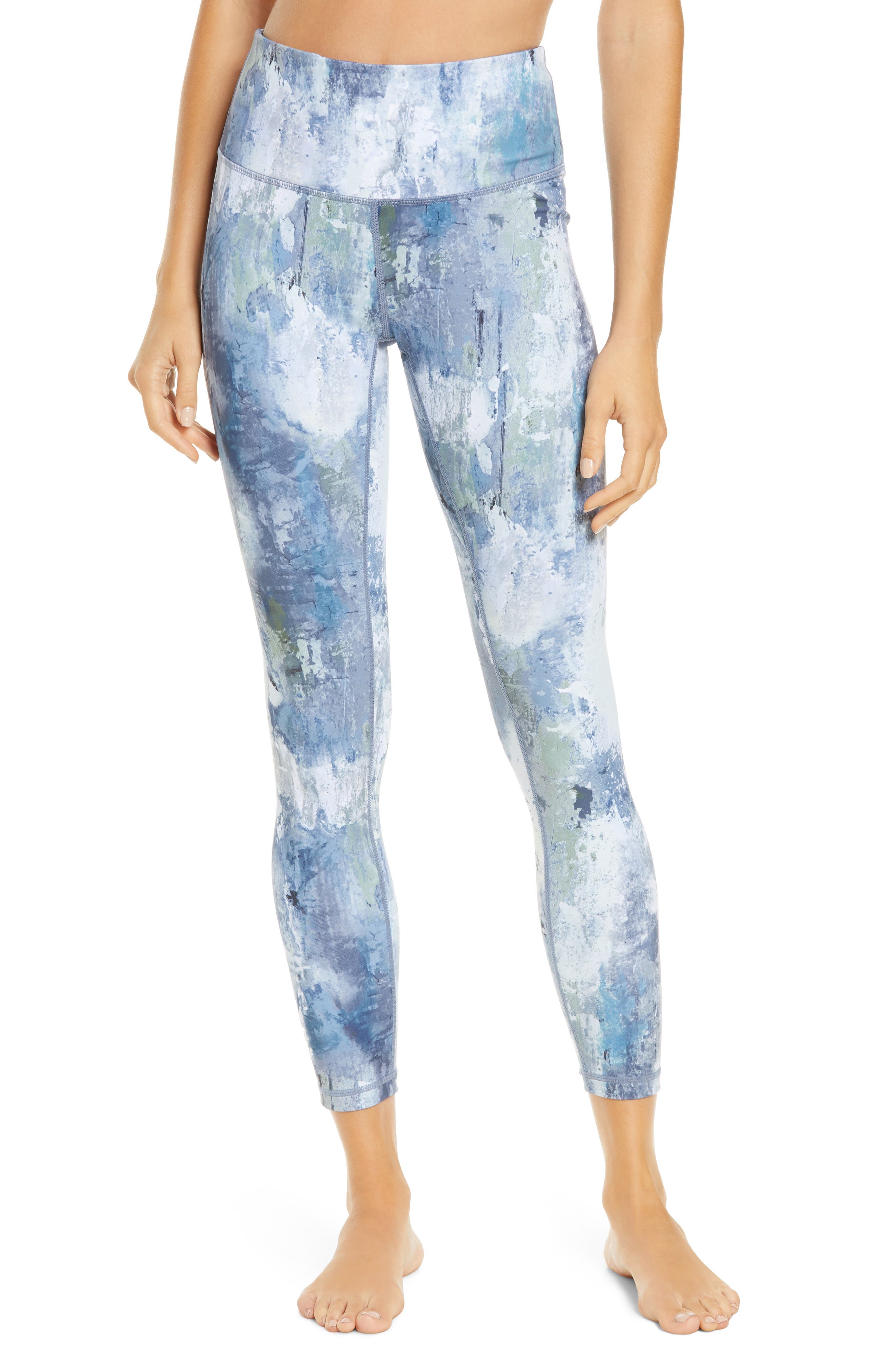 ZELLA Live In High Waist Ankle Performance Leggings, Main, color, GREEN CALM PATINA PRINT