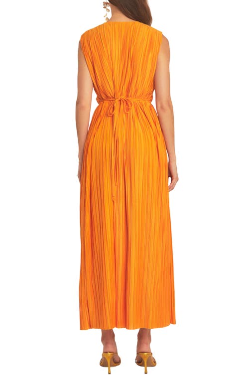 Endless Rose Sleeveless Micropleat Maxi Dress In Orange