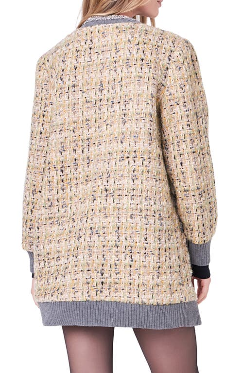 English Factory Bouclé Coat In Beige/dark Grey