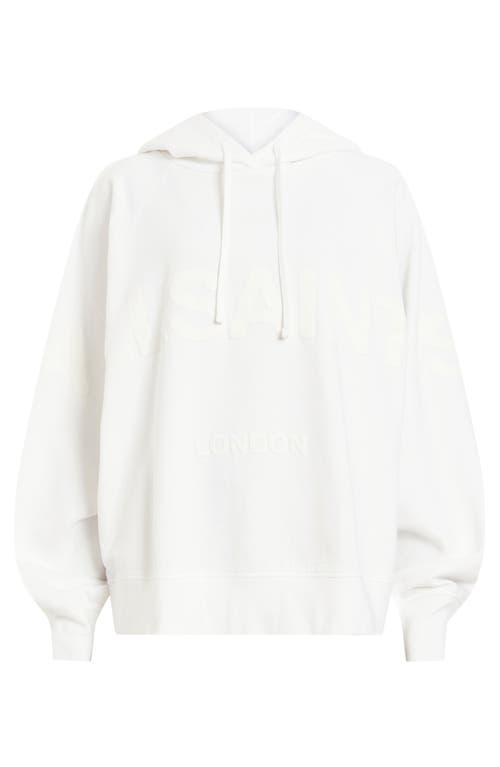 Shop Allsaints Talon Biggy Oversize Logo Hoodie In Optic White