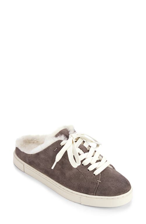 Ivy Genuine Shearling Sneaker Mule in Medium Grey Suede Leather