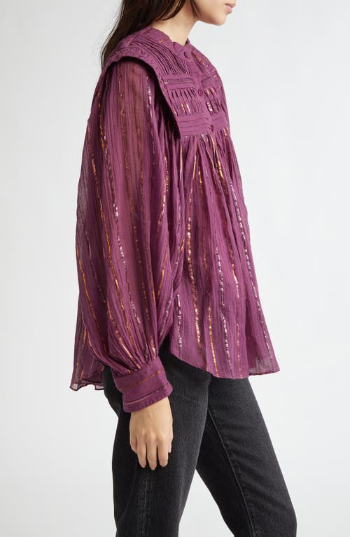 Shop Farm Rio Pleated Yoke Button-up Top In Burgundy