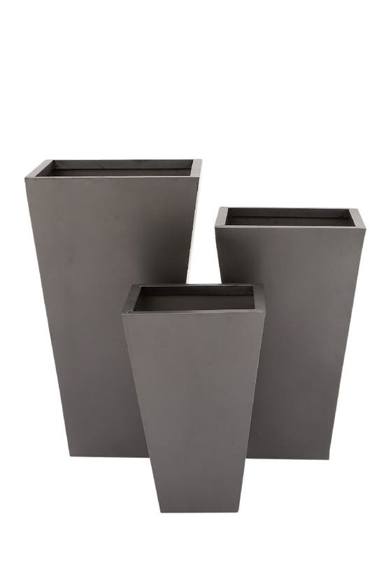 WILLOW ROW WILLOW ROW BLACK METAL CONTEMPORARY PLANTER WITH TAPERED BASE & POLISHED EXTERIOR