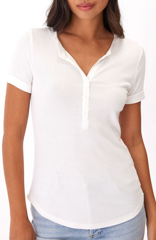 Akia Feather Ribbed Henley in White