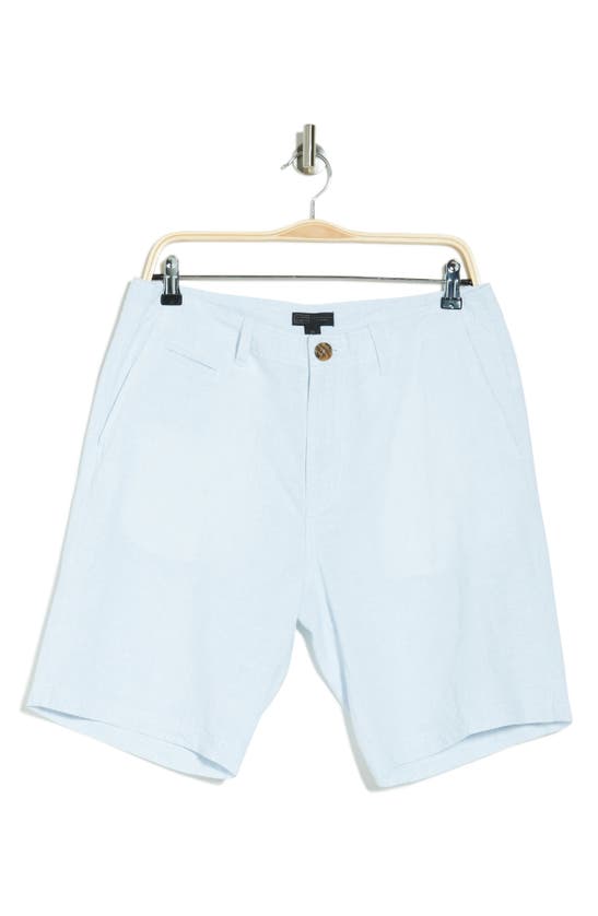 14th & Union Linen Blend Trim Fit Shorts In Blue Skyway