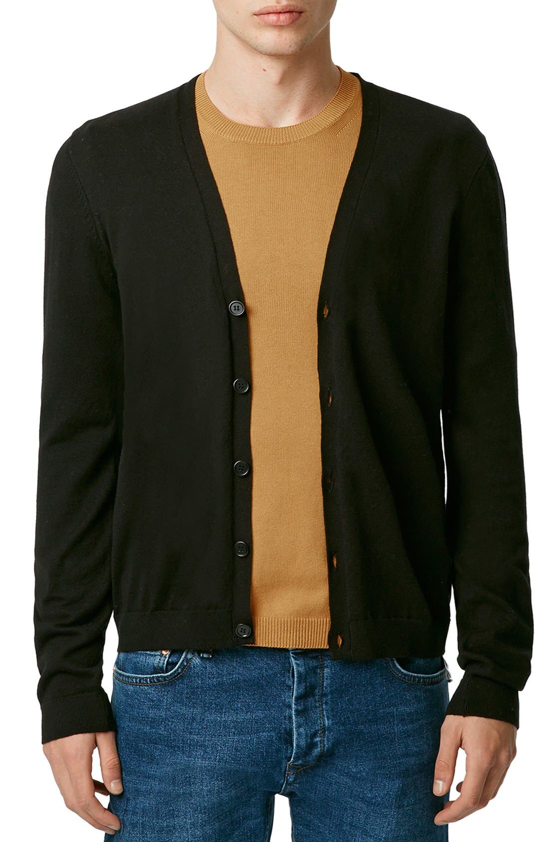Topman Black Cotton Cardigan Nordstrom