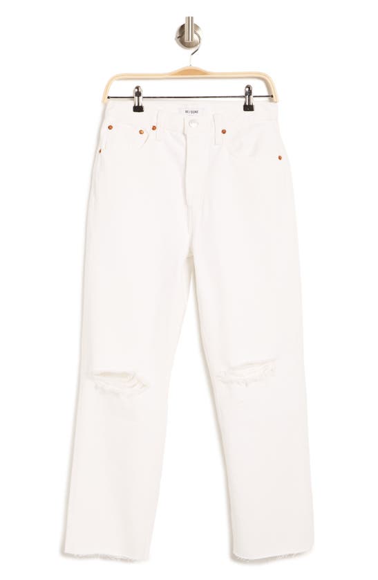 Re/done Originals High Waist Stove Pipe Jeans In White Destroy