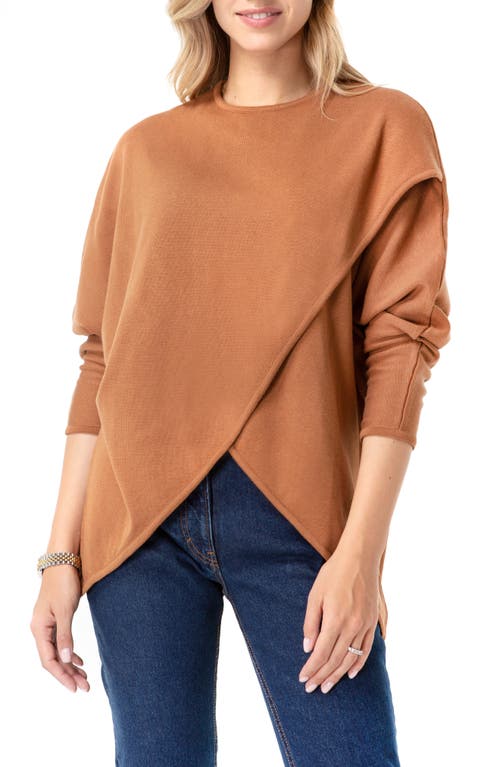 Crossover Long Sleeve Maternity/Nursing Top in Toffee