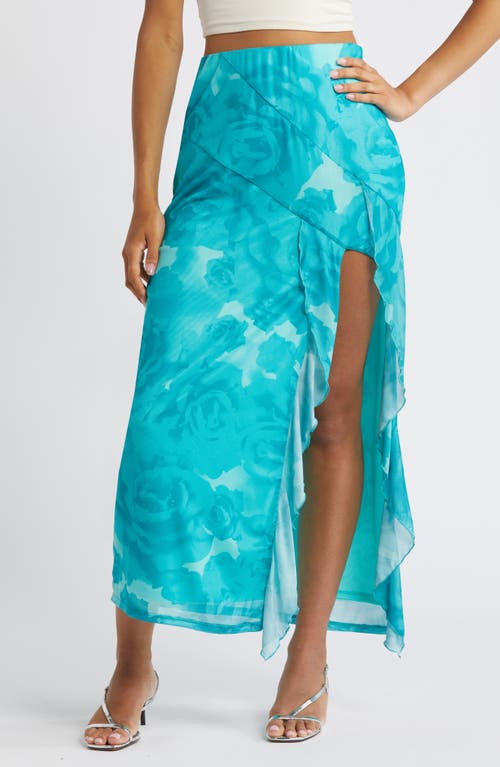 Coco Ruffle Mesh Maxi Skirt in Ceramic Aopcoco Print