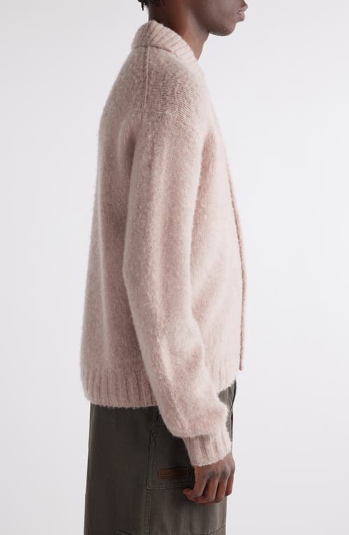 Shop Acne Studios Shetland Wool Polo Cardigan In Pink Melange