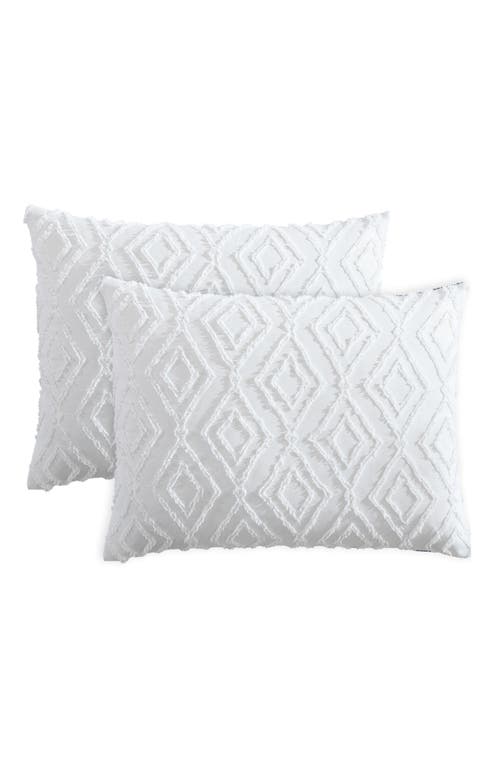 Shop French Connection Hanwell Clipped Jacquard Comforter & Sham Set In White/blue