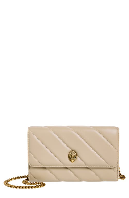 Shop Kurt Geiger London Soho Quilted Leather Wallet On A Chain In Beige