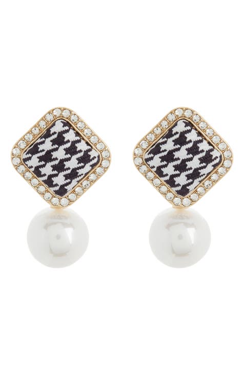 Crystal & Imitation Pearl Drop Earrings