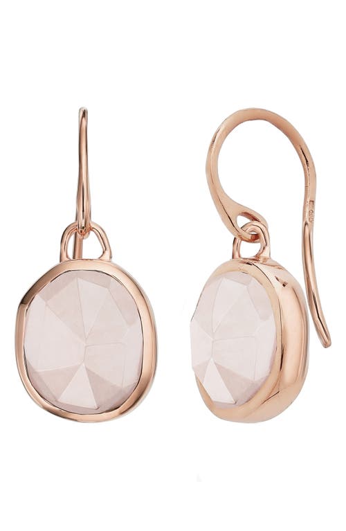 Shop Monica Vinader Siren Semiprecious Stone Drop Earrings In Rose Gold/rose Quartz