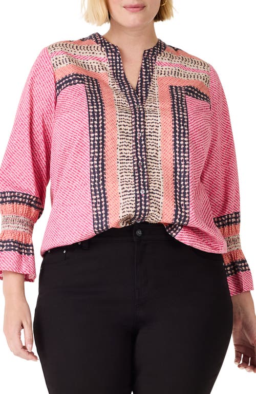NIC+ZOE Spotty Stripes Button-Up Shirt Pink Multi at Nordstrom,