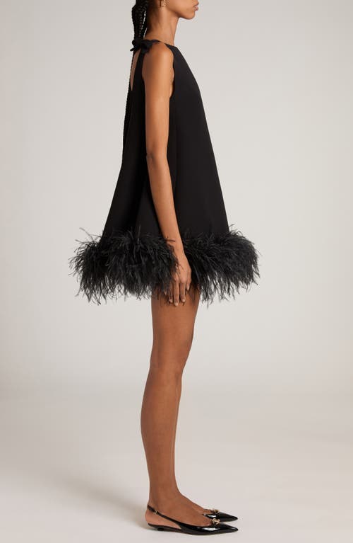 Shop Valentino Garavani Sleeveless Feather Hem Cocktail Dress In Nero