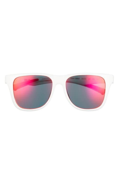 Hurley Fun Times 56mm Polarized Square Sunglasses in Shiny White/Smoke Base at Nordstrom