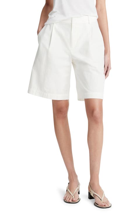 Amur Women's Teri Pleated Cotton Shorts In Ivory