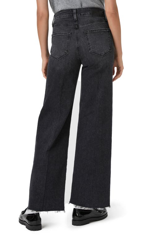 Paige Anessa High Rise Wide Leg Ankle Jeans In Black Lotus In Viper Black Distressed