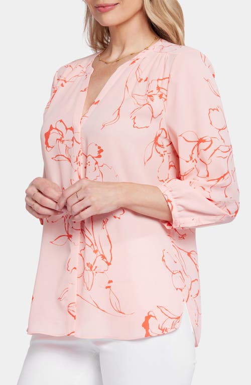 Nydj Womens Chiffon Pleated Button-down Top In Gianna Garden
