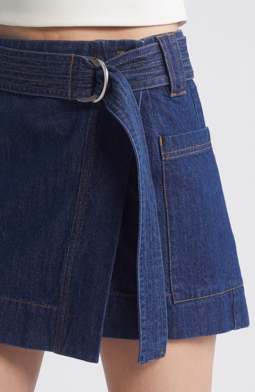 Rails Deanna Belted Denim Wrap Miniskirt In Raw Denim