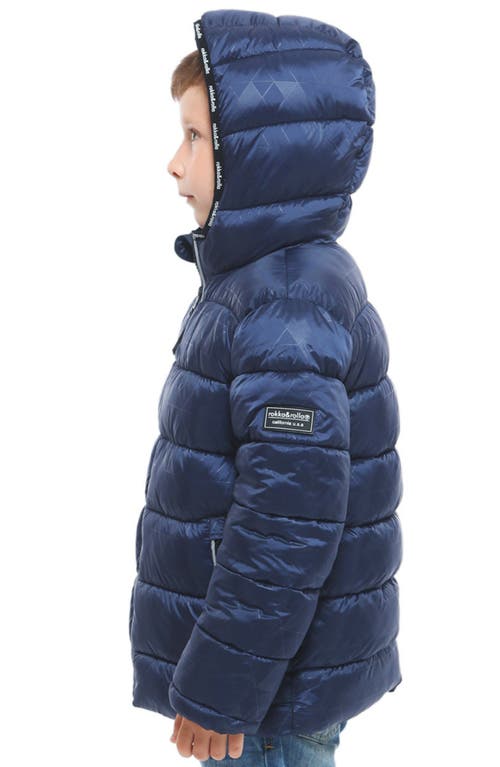 Shop Rokka&rolla Kids' Heavyweight Fleece Lined Puffer Jacket In Geo Emboss