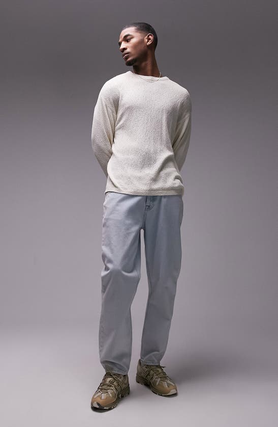 Shop Topman Crewneck Cotton Blend Sweater In Stone