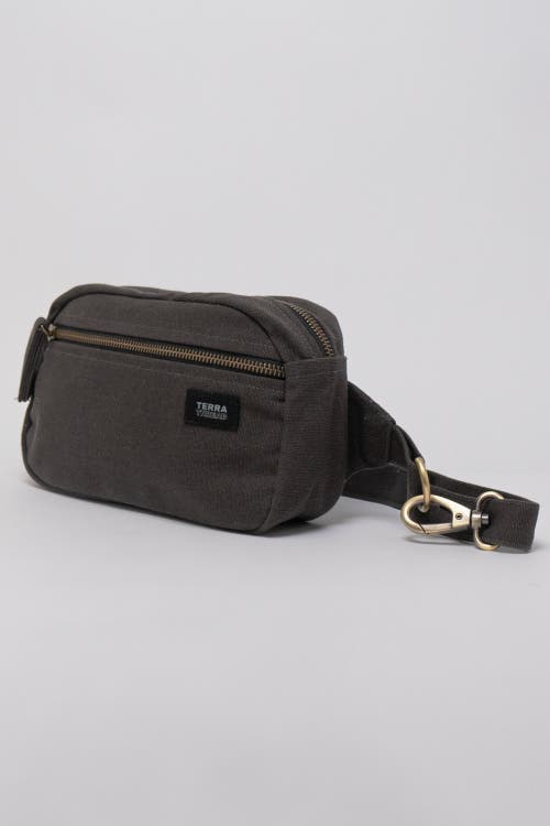 Terra Thread Organic Cotton Sling Belt Bag In Charcoal Grey