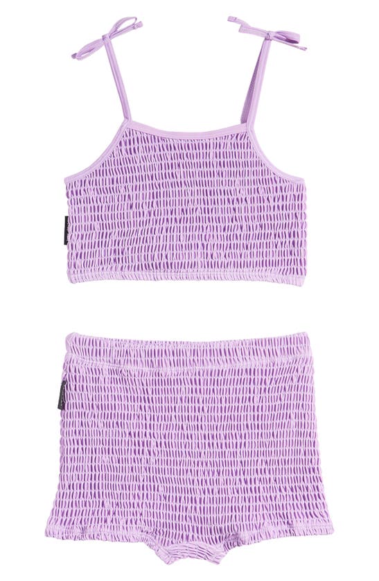 Shop Tiny Tribe Kids' Smocked Two-piece Swimsuit In Lilac