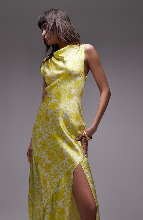 Shop Topshop Cowl Neck Satin Midi Dress In Light Yellow