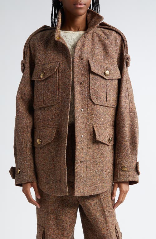 Shop Zimmermann Illustration Oversize Tweed Jacket In Brown Multi