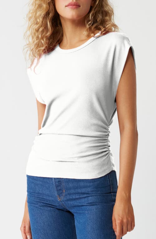 Shop Michael Stars Joni Power Shoulder Rib Top In Chalk