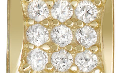 Fzn 14k Gold Plated Silver Pavé Cz Square Stud Earrings In Yellow