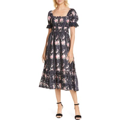 Loveshackfancy Terrence Silk Midi Dress