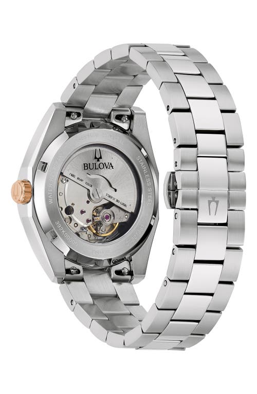 Bulova Surveyor Mens Automatic Silver Tone Stainless Steel Bracelet Watch 98b422 In Silverone