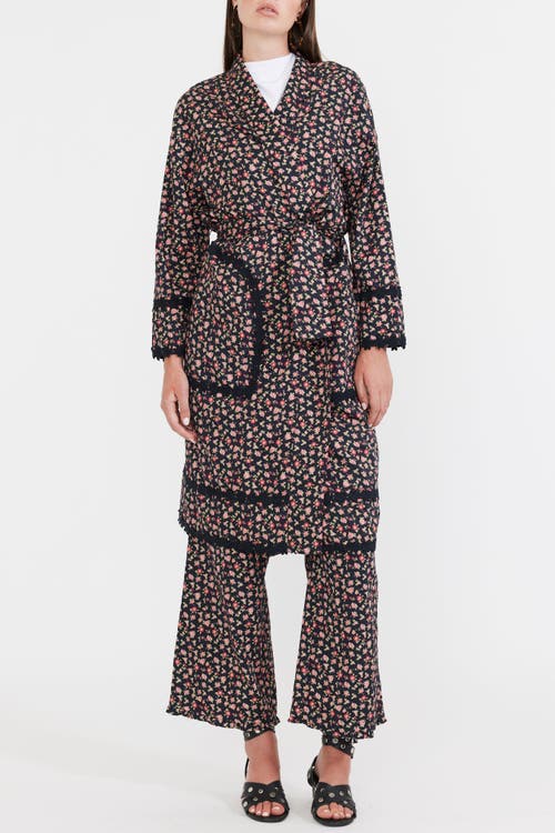 Eddy Robe Jacket in Black Rose Floral 