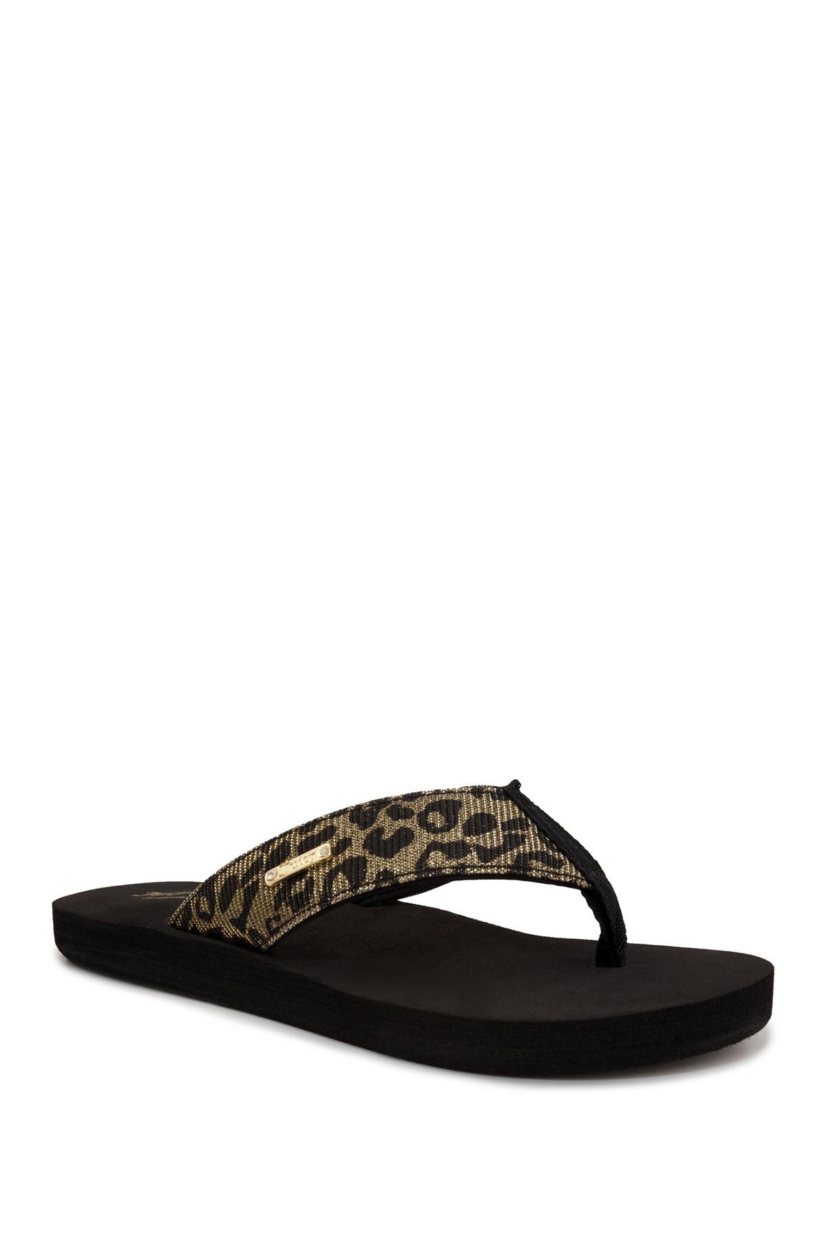 Juicy Couture Smirk Thong Sandal In Yx-blk/gold Exotic G