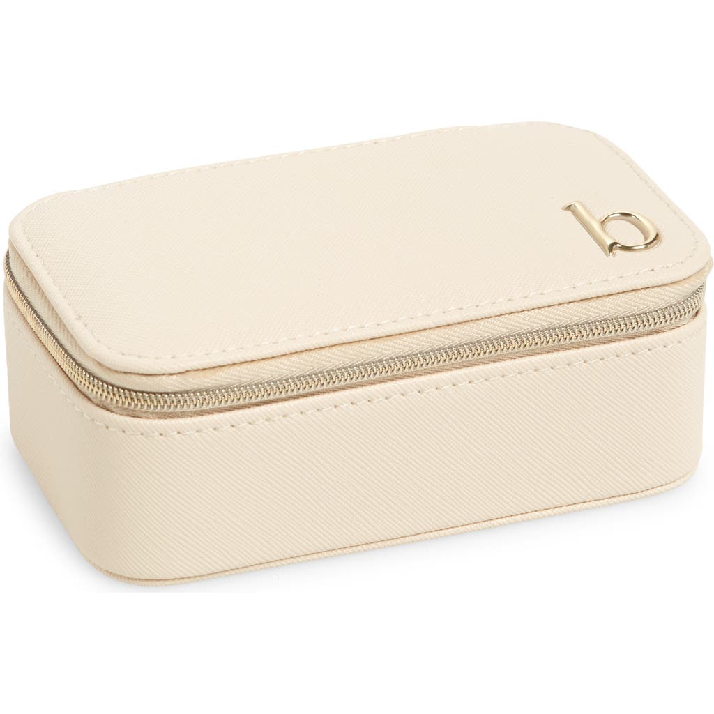 Nordstrom Initial Rectangular Jewelry Box In B- Cream- Gold