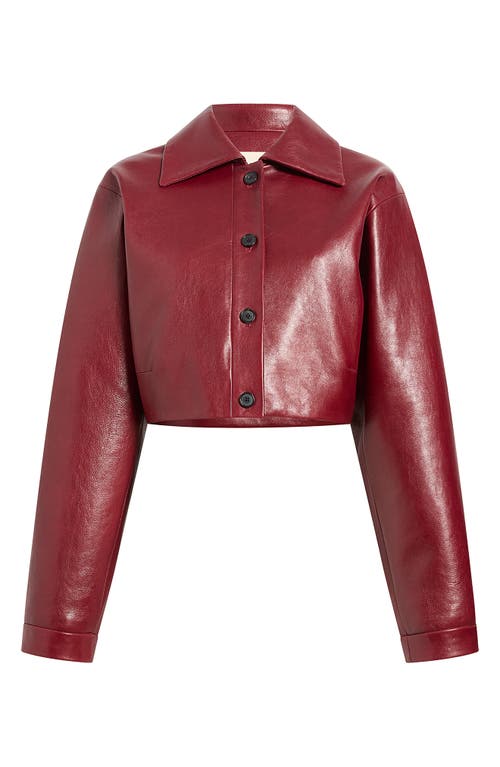 Shop Khaite Sue Crop Leather Jacket In Oxblood