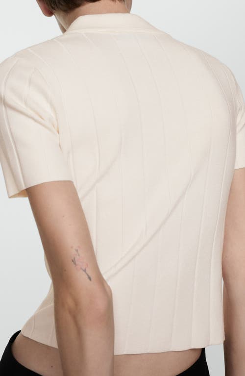 Mango Polo In Ecru