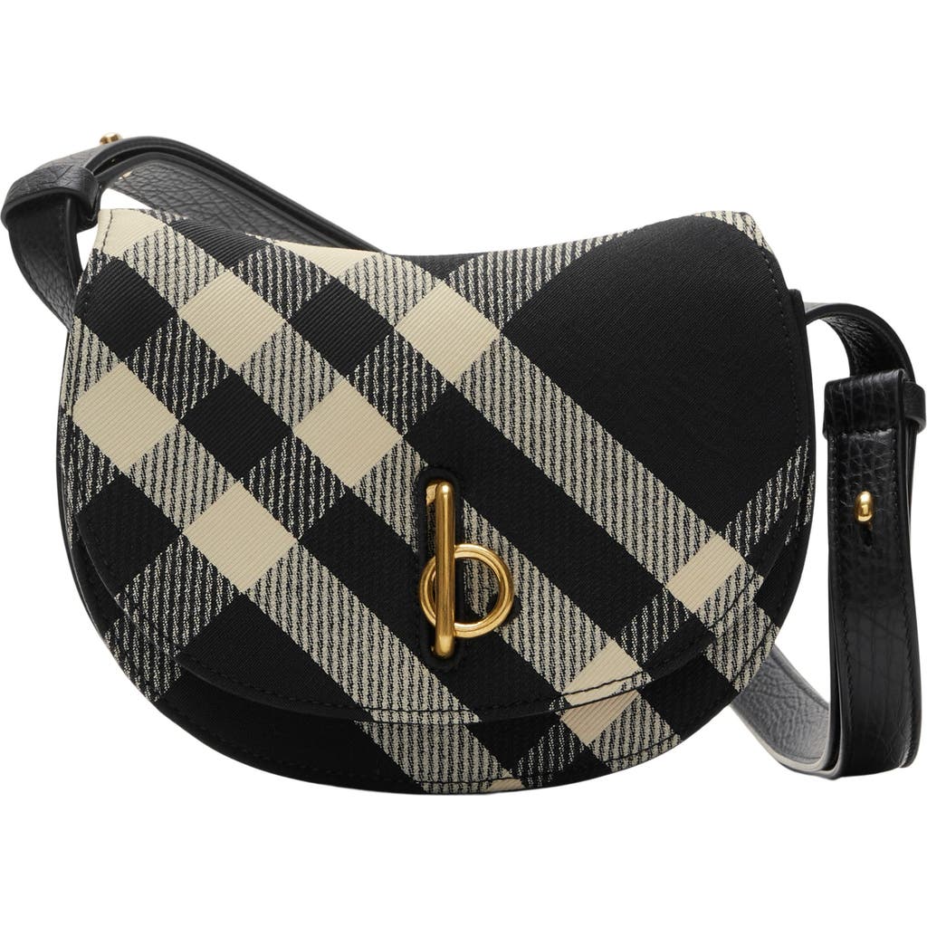 Burberry Rocking Horse Medium Check Crossbody Bag In Black