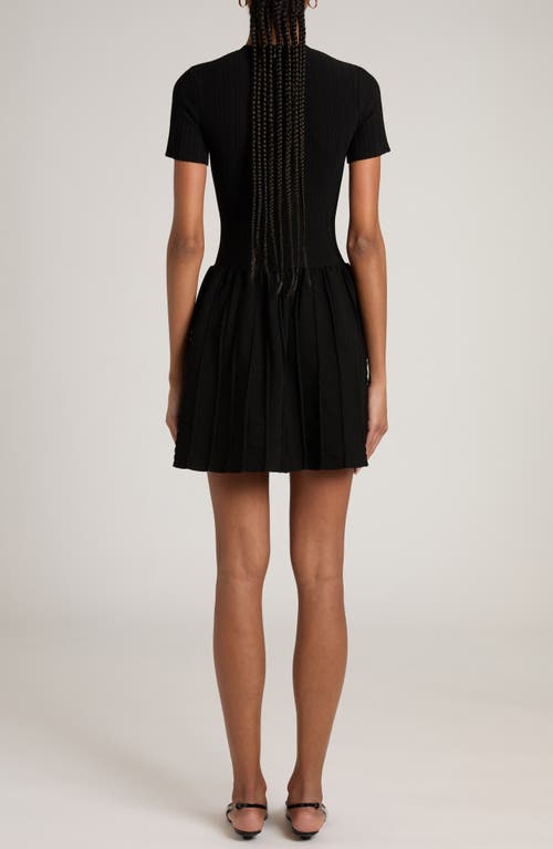 Shop Valentino Garavani Pleated Sweater Dress In Nero