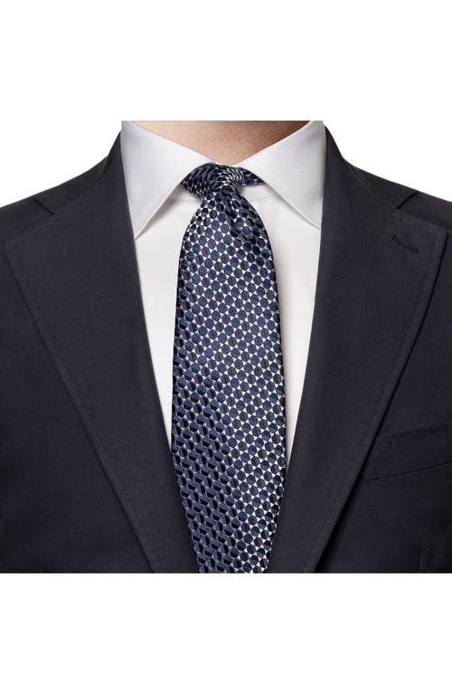 Eton Micro Geometric Silk Tie In Navy