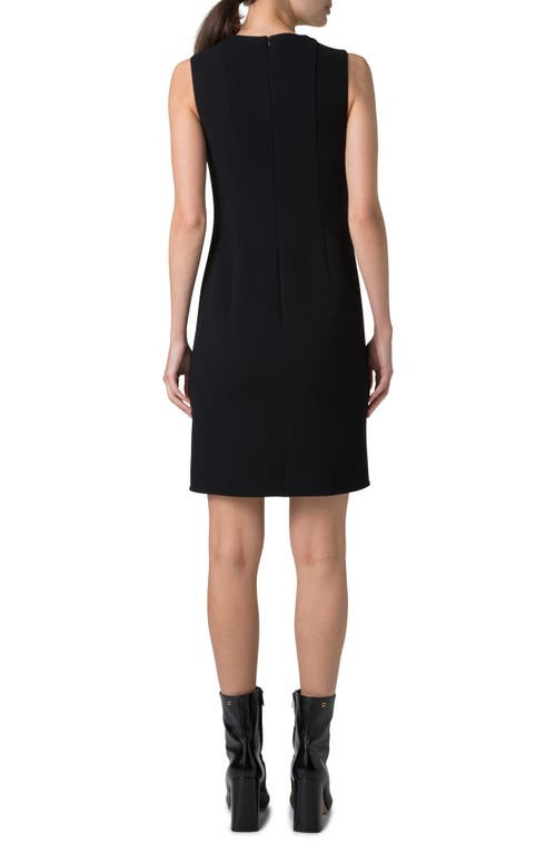 Shop Akris Wool Crepe Sheath Dress In Black