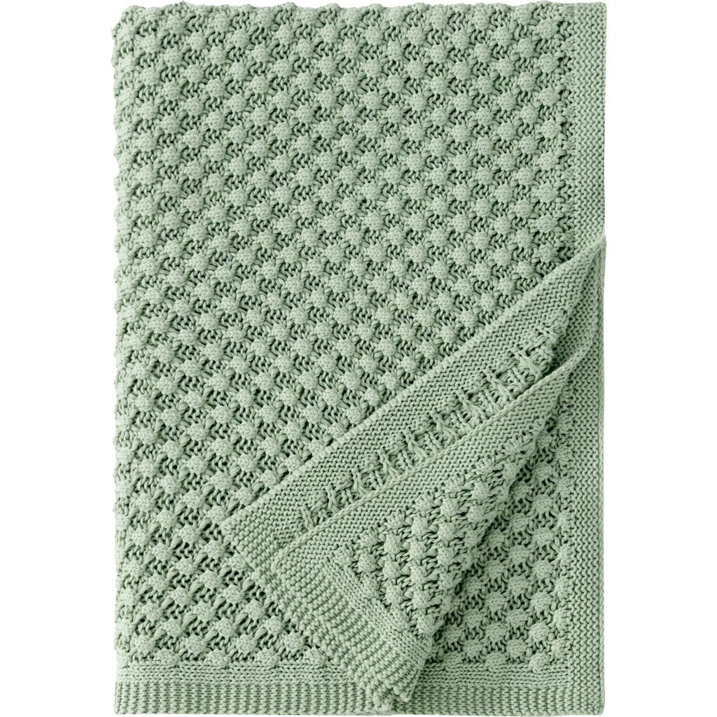 Peri Home Crochet Knit Cotton Throw Blanket In Sage