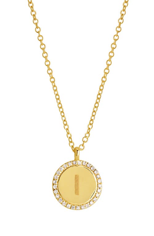 Monogram Diamond Disc Pendant Necklace in Yellow Gold-I