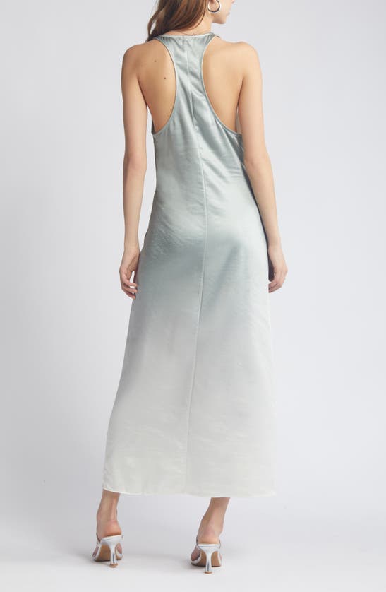 Shop Open Edit Racerback Satin Maxi Dress In Green Ombre